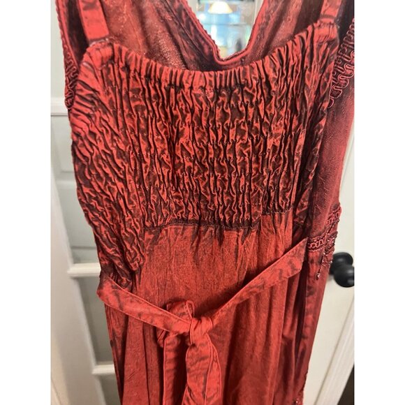 Womens S M Red Whimsigoth Dress Renaissance Nature Fairy Witchy Gothic VINTAGE - Picture 5 of 8